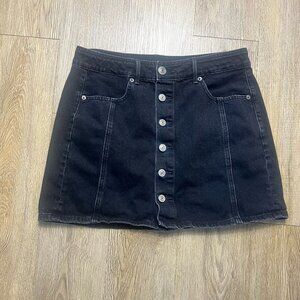 American Eagle Jean Skirt Size 10 Y2K Denim Mini Button Front High Rise A-line